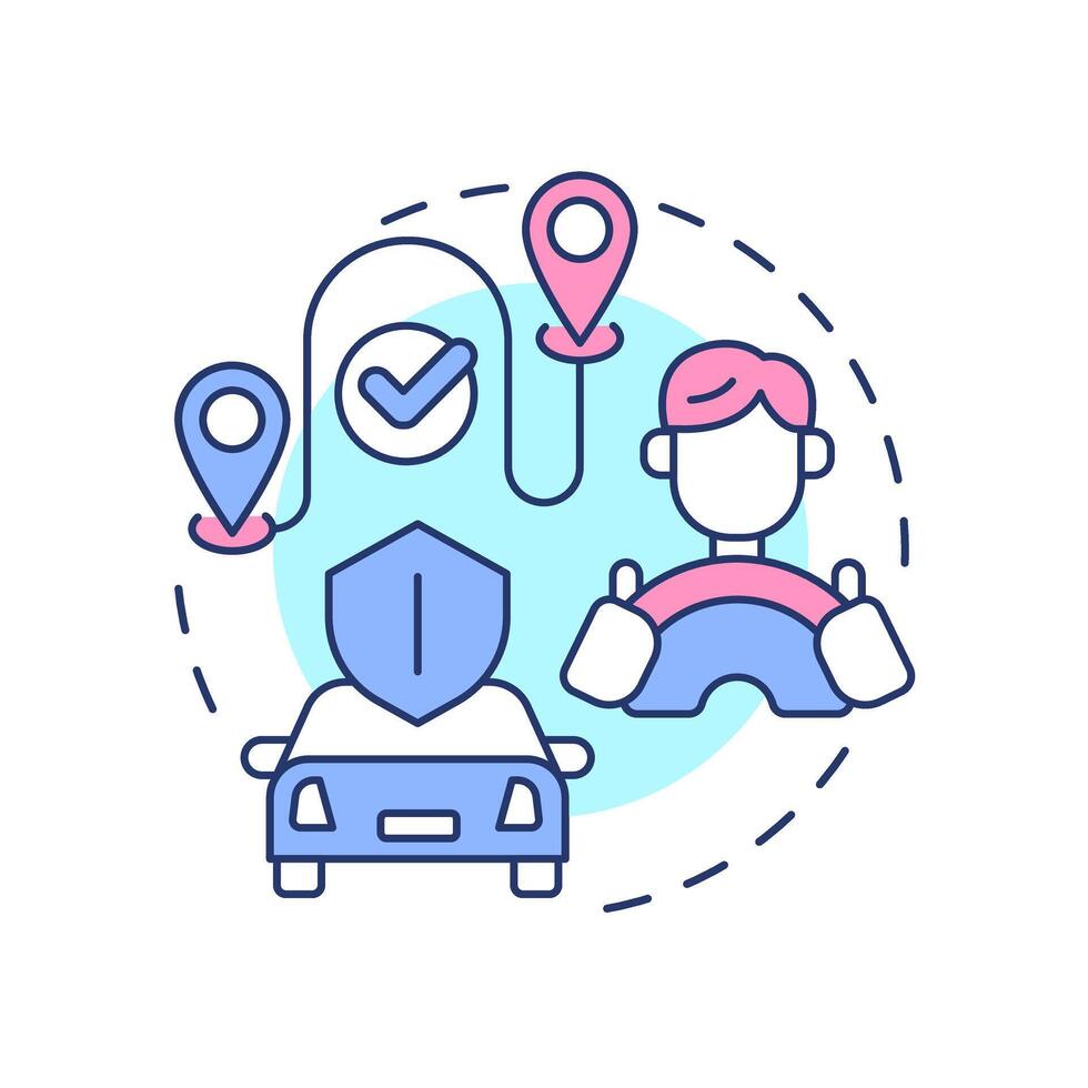 secure transportation multi color concept icon safe journey options travel management service round shape line illustration abstract idea graphic design easy to use in presentation vector